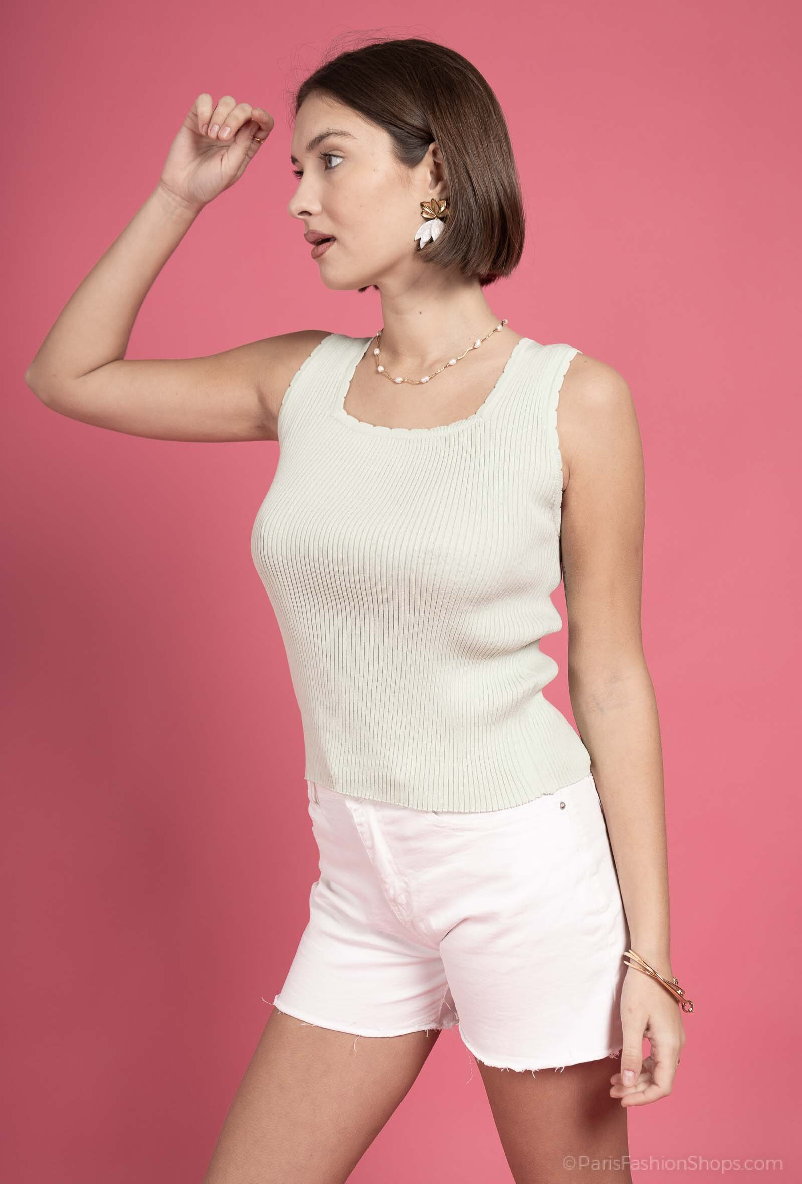 Wholesaler Exquiss's - Wrinkled tank top with cutting