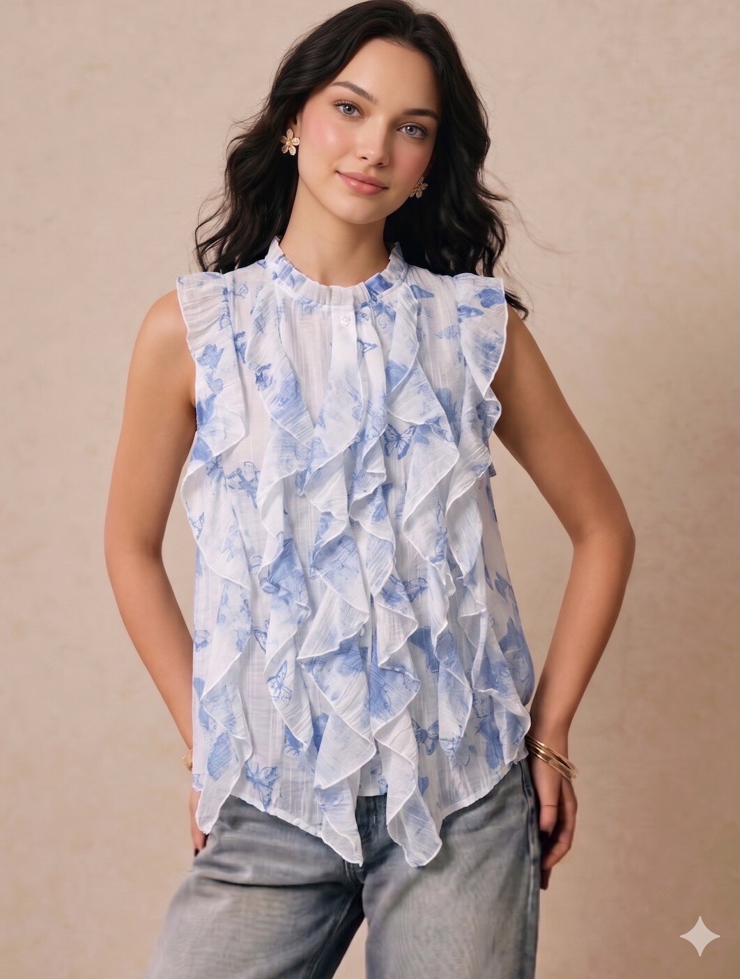 Mayorista Exquiss's - Top sin mangas con estampado de mariposas