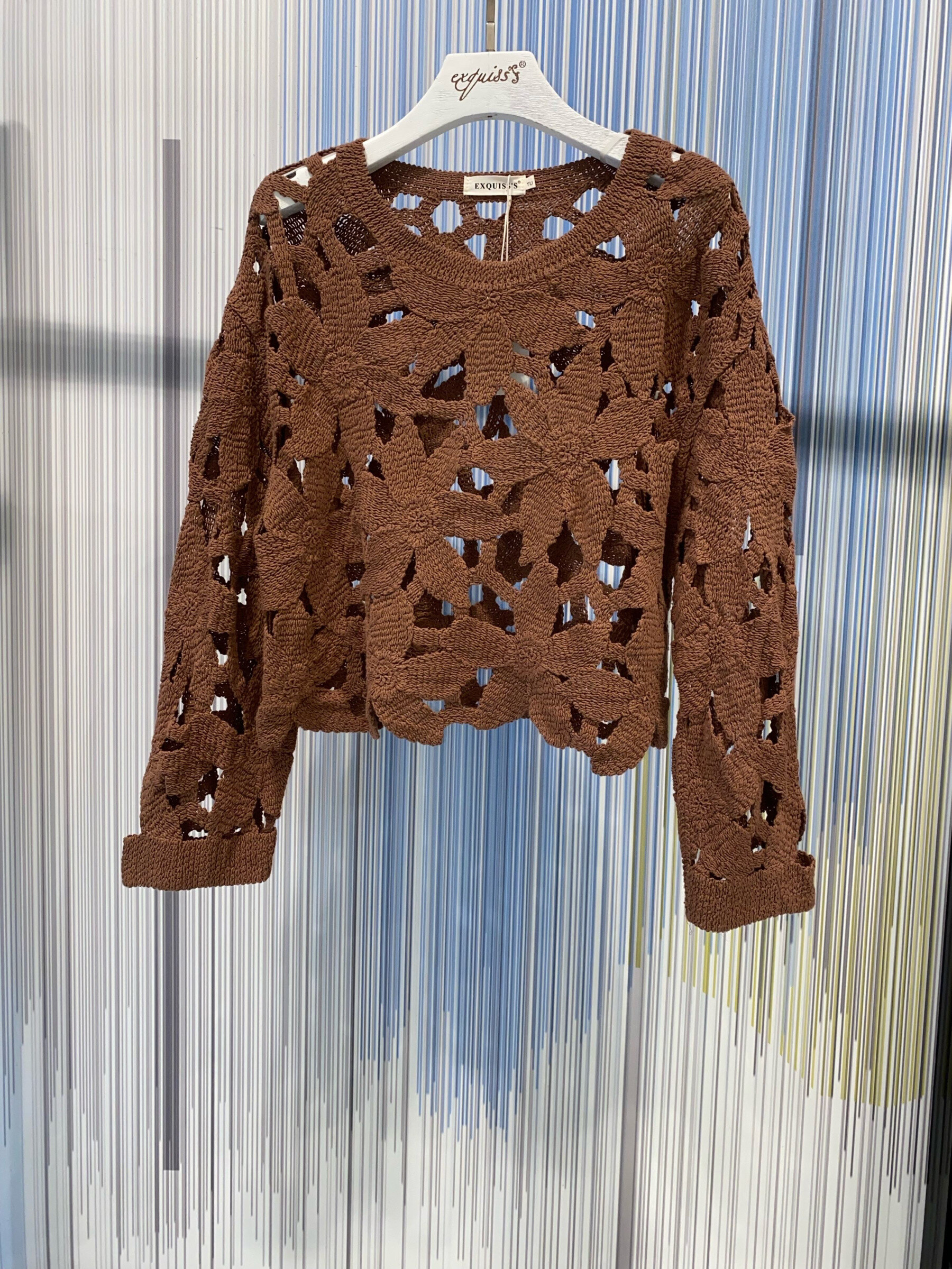 Grossista Exquiss's - Maglione da donna traforato a maniche lunghe