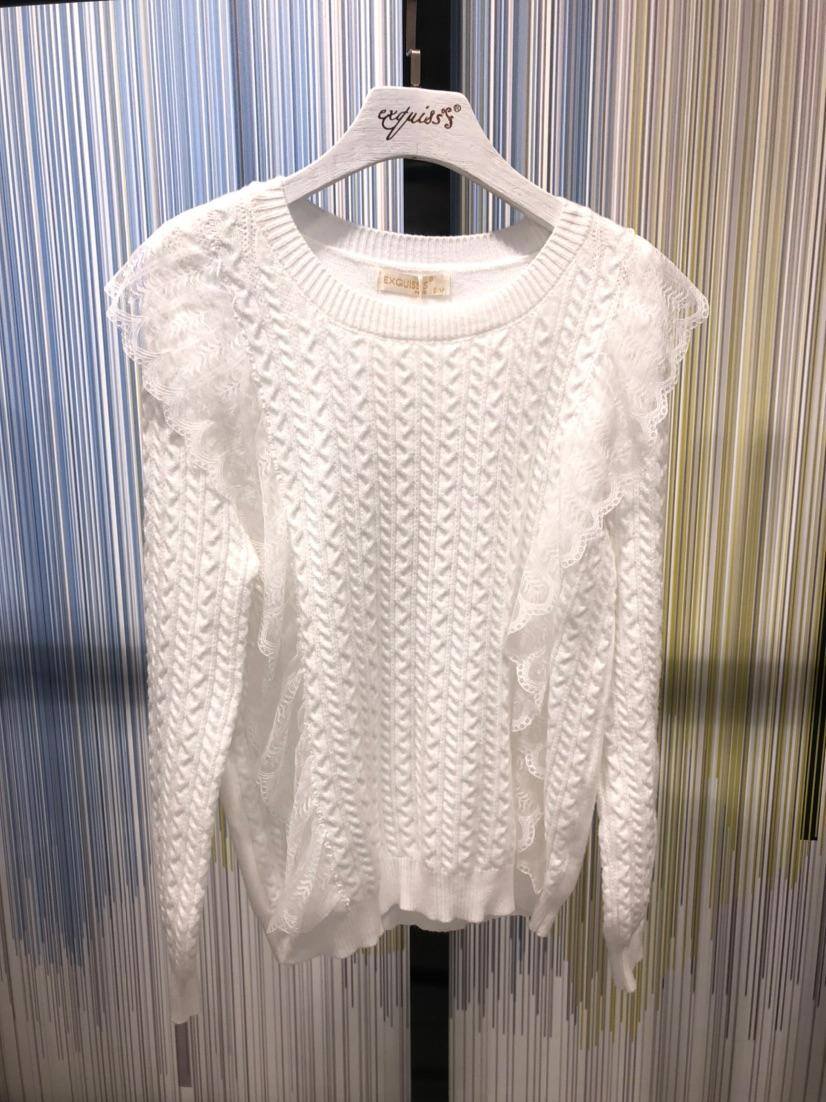 Großhändler Exquiss's - Langärmeliger Pullover mit Spitze