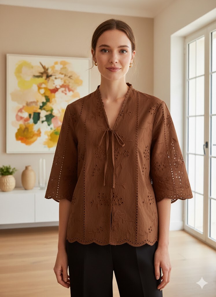 Wholesaler Exquiss's - Embroidered tie-dye blouse