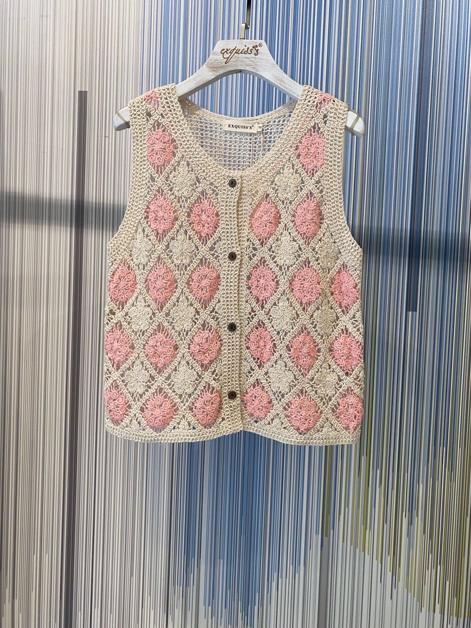 Grossiste Exquiss's - Gilet en Crochet à Motifs