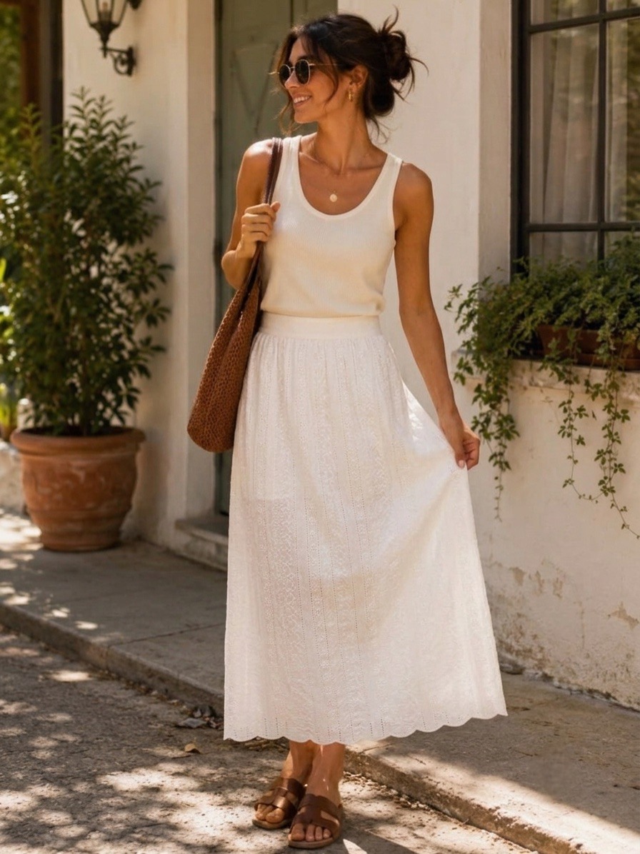 Grossiste Exquiss's - Jupe à motif style broderie anglaise