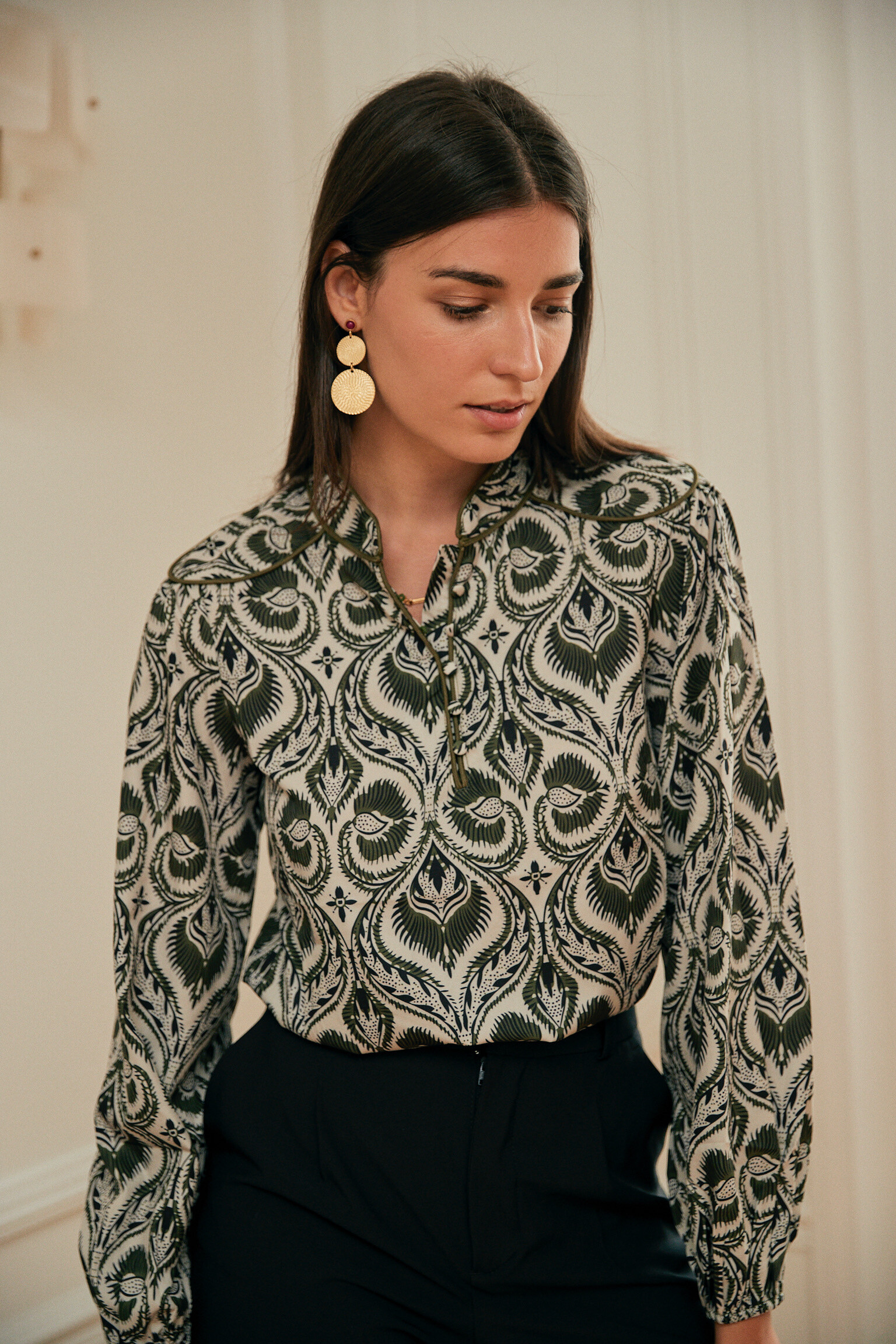 Grossista Exquiss's - Blusa stampata a maniche lunghe