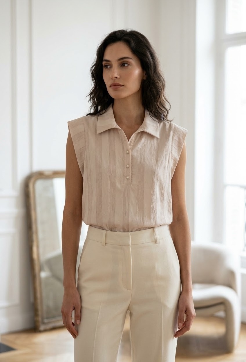 Wholesaler Exquiss's - Elegant top with polo collar