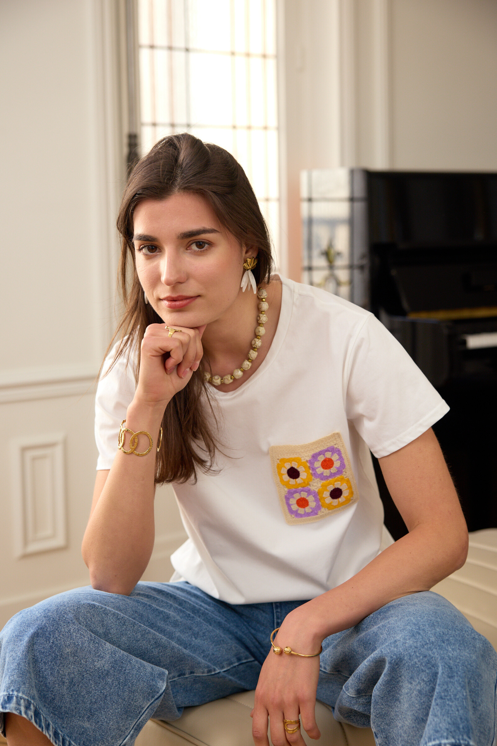 Wholesaler Exquiss's - Floral pocket t-shirt