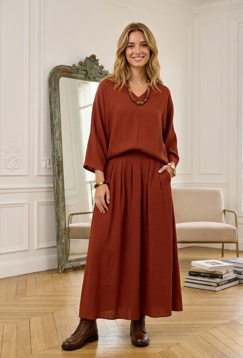 Mayorista Exquiss's - Blusa con cuello en V y mangas anchas