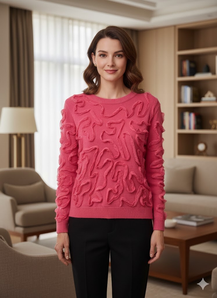 Grossiste Exquiss's - Pull Femme à Volants Texturés