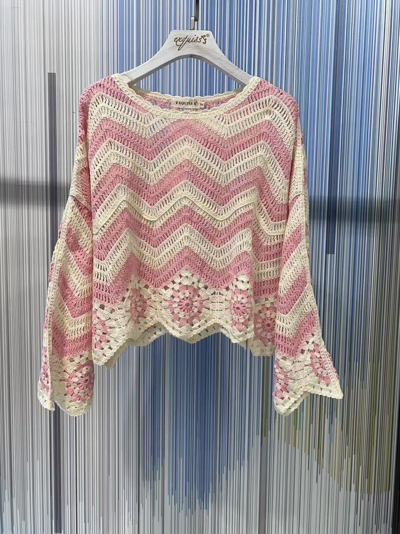 Grossista Exquiss's - Maglione all'uncinetto a maniche lunghe