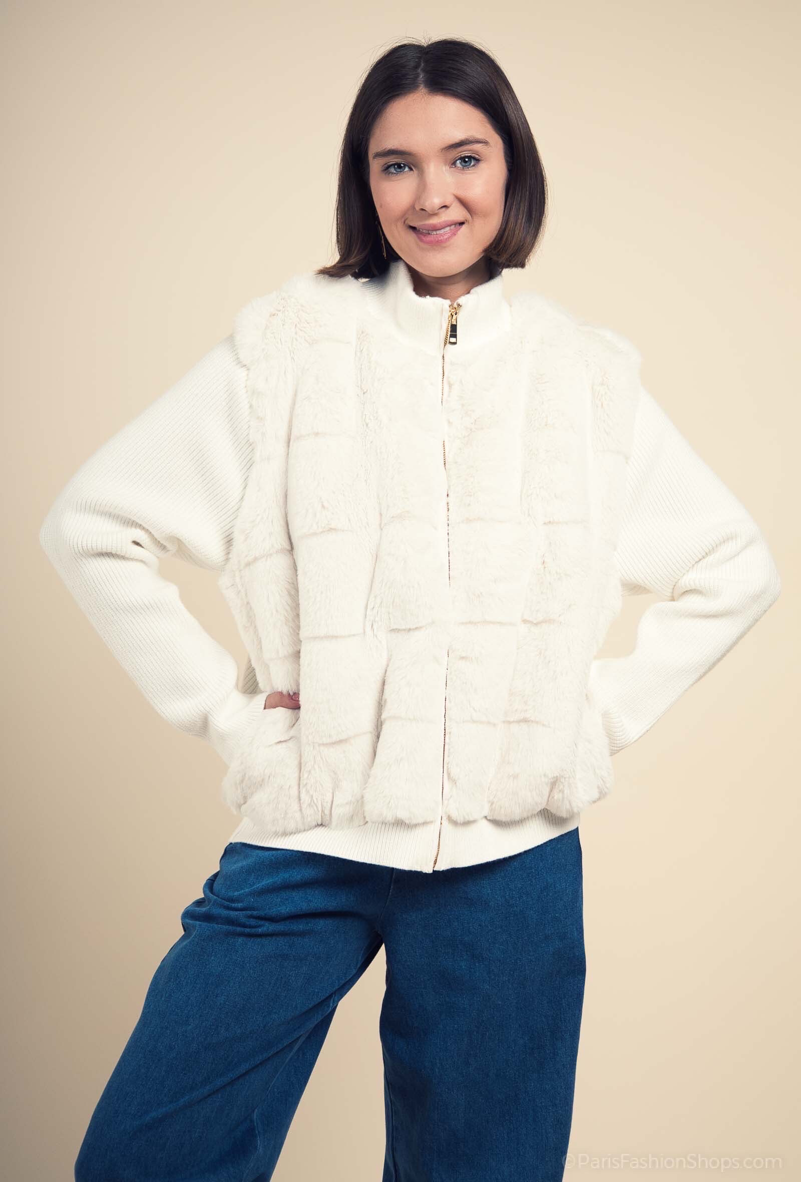 Grossiste Exquiss's - Veste Douce en fausse fourrure
