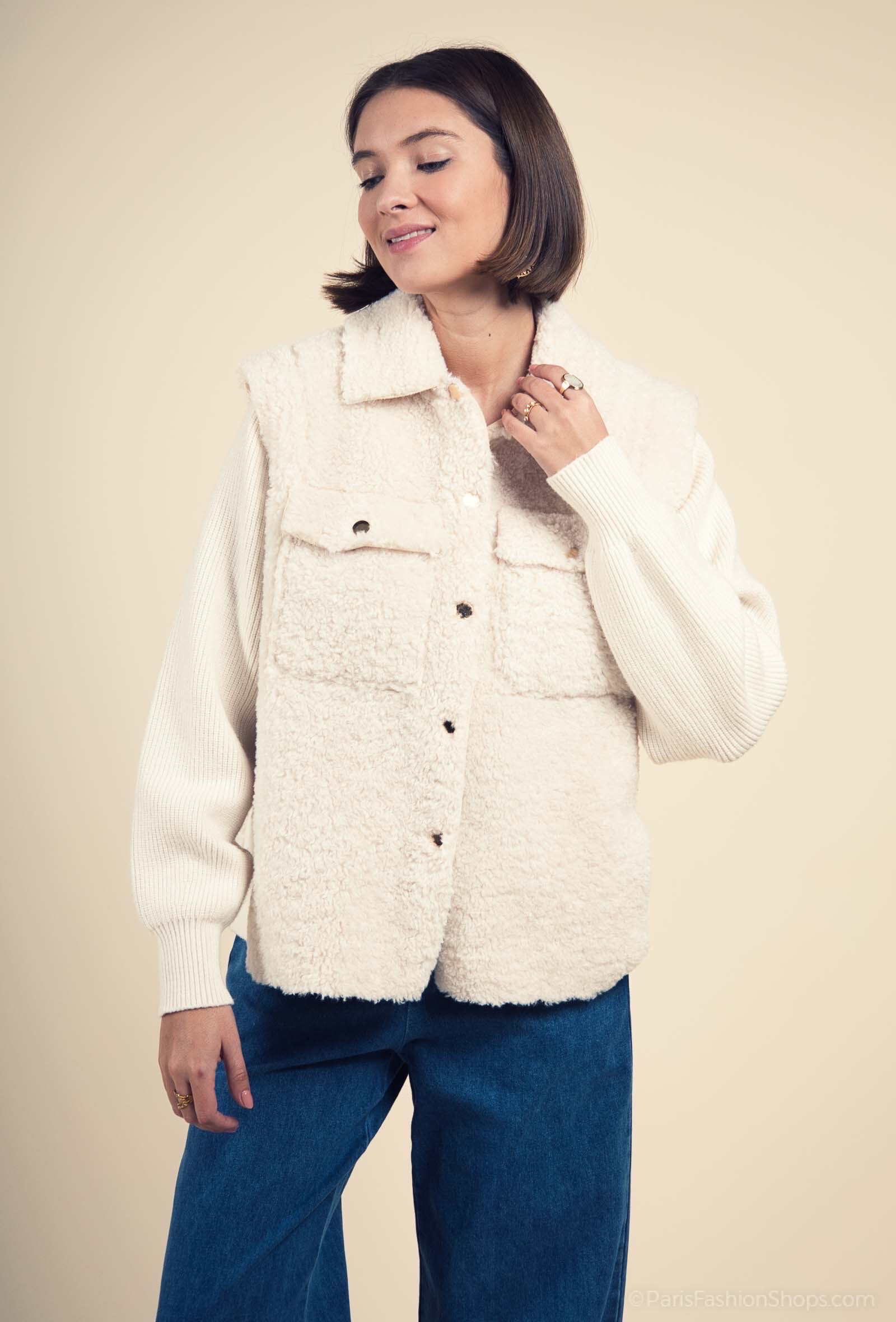 Grossiste Exquiss's - Veste en fausse fourrure