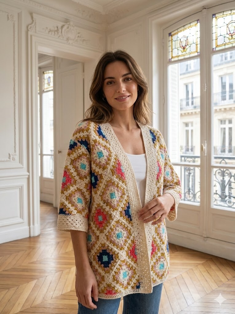 Großhändler Exquiss's - Cardigan mit geometrischen Mustern
