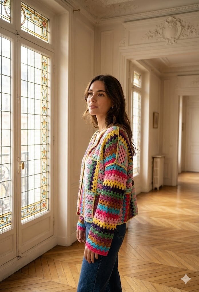 Großhändler Exquiss's - Patchwork-Muster Cardigan
