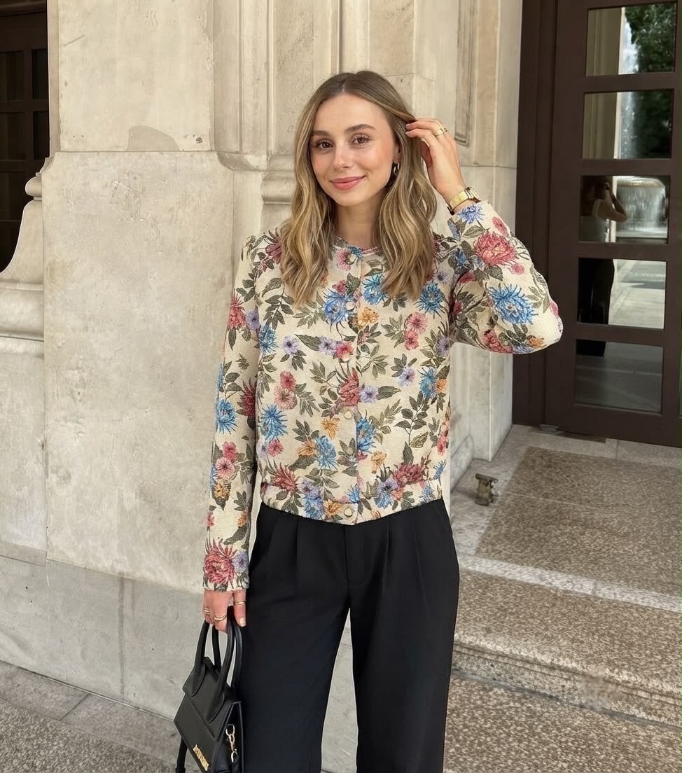 Grossiste Exquiss's - Veste fleurie à bouton