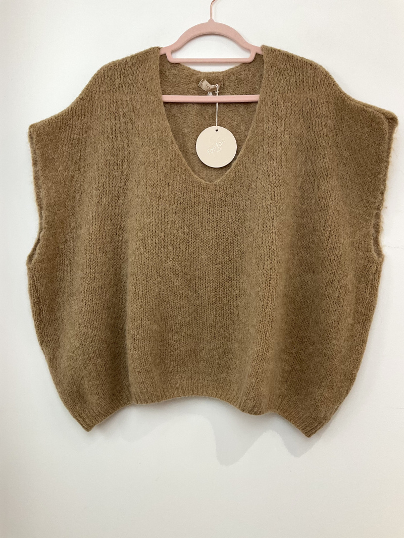Wholesaler FANFAN - Oversized sleeveless V-neck sweater