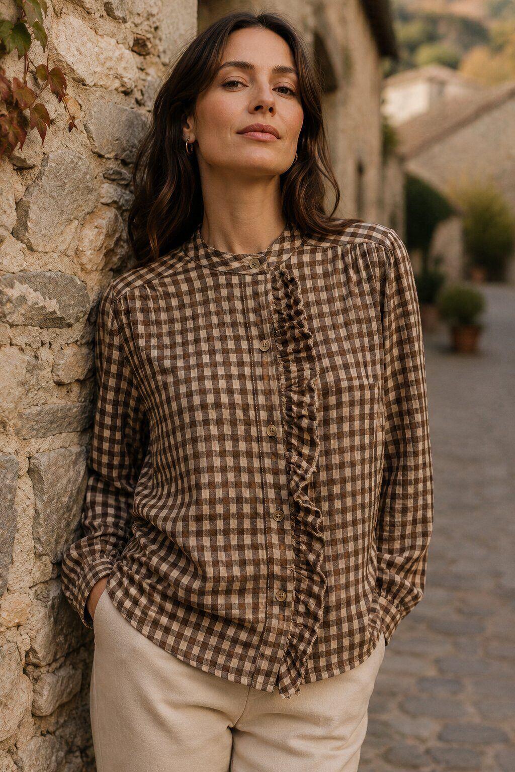 Grossiste Farfalla - Chemise à carreaux volantée