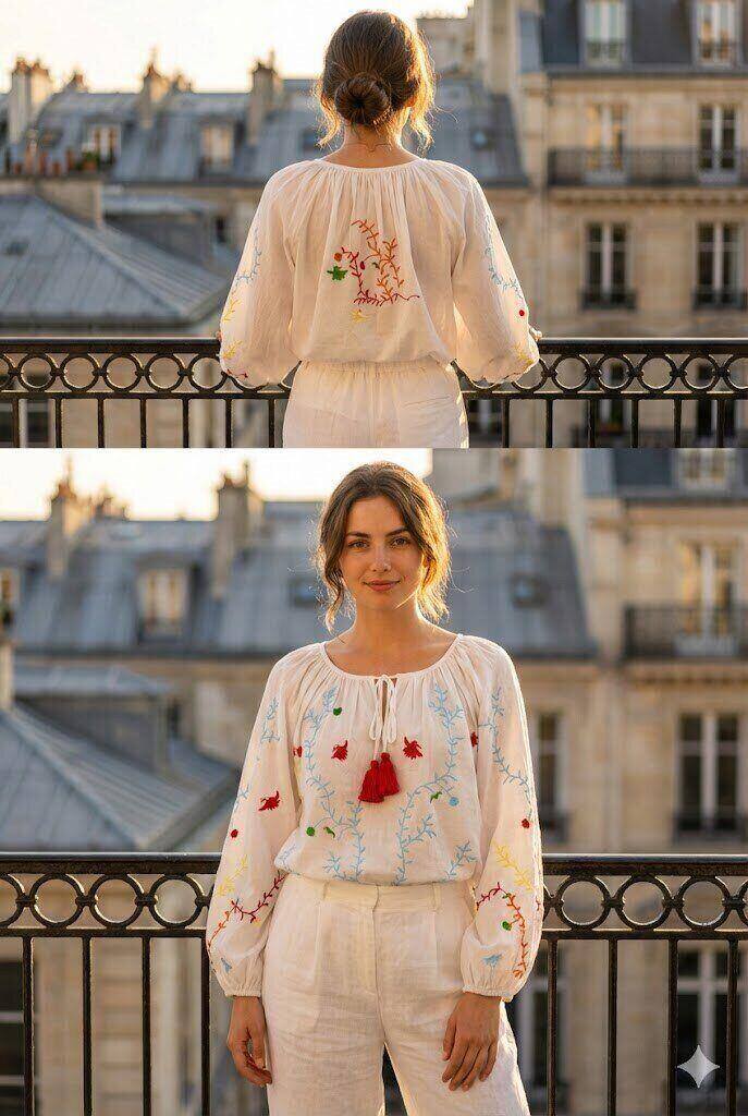 Wholesaler Farfalla - Embroidered blouse with balloon sleeves