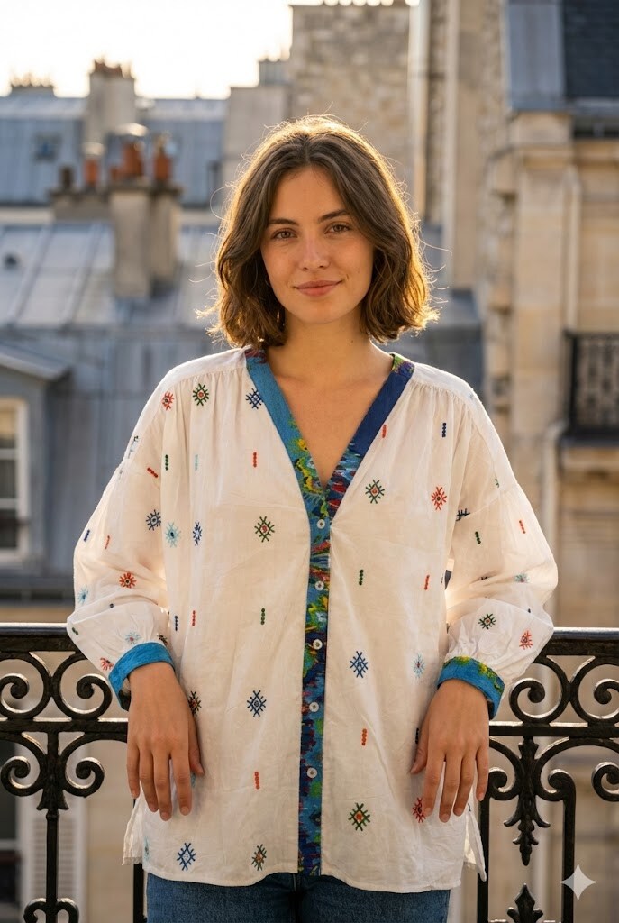 Wholesaler Farfalla - Embroidered blouse with balloon sleeves