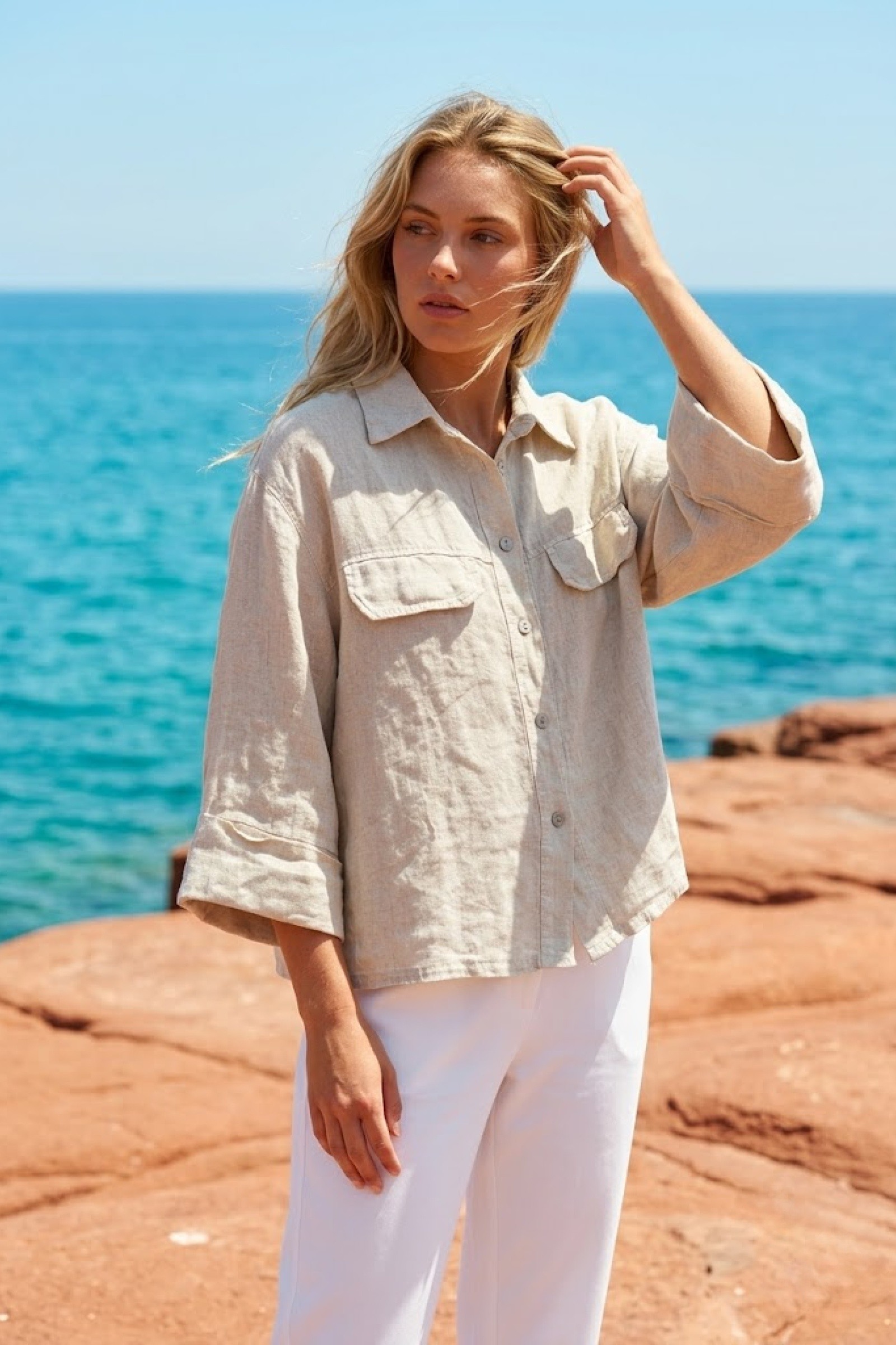 Wholesaler Farfalla - Linen shirt with chest pockets