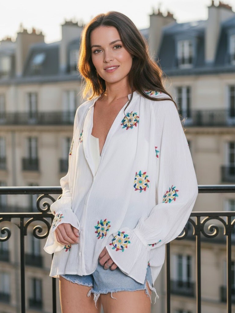 Wholesaler Farfalla - Embroidered long-sleeve blouse