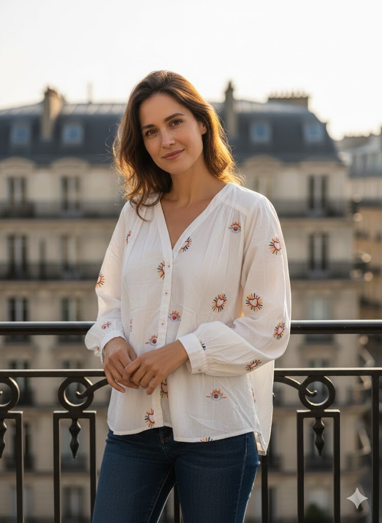 Wholesaler Farfalla - Embroidered long-sleeve blouse