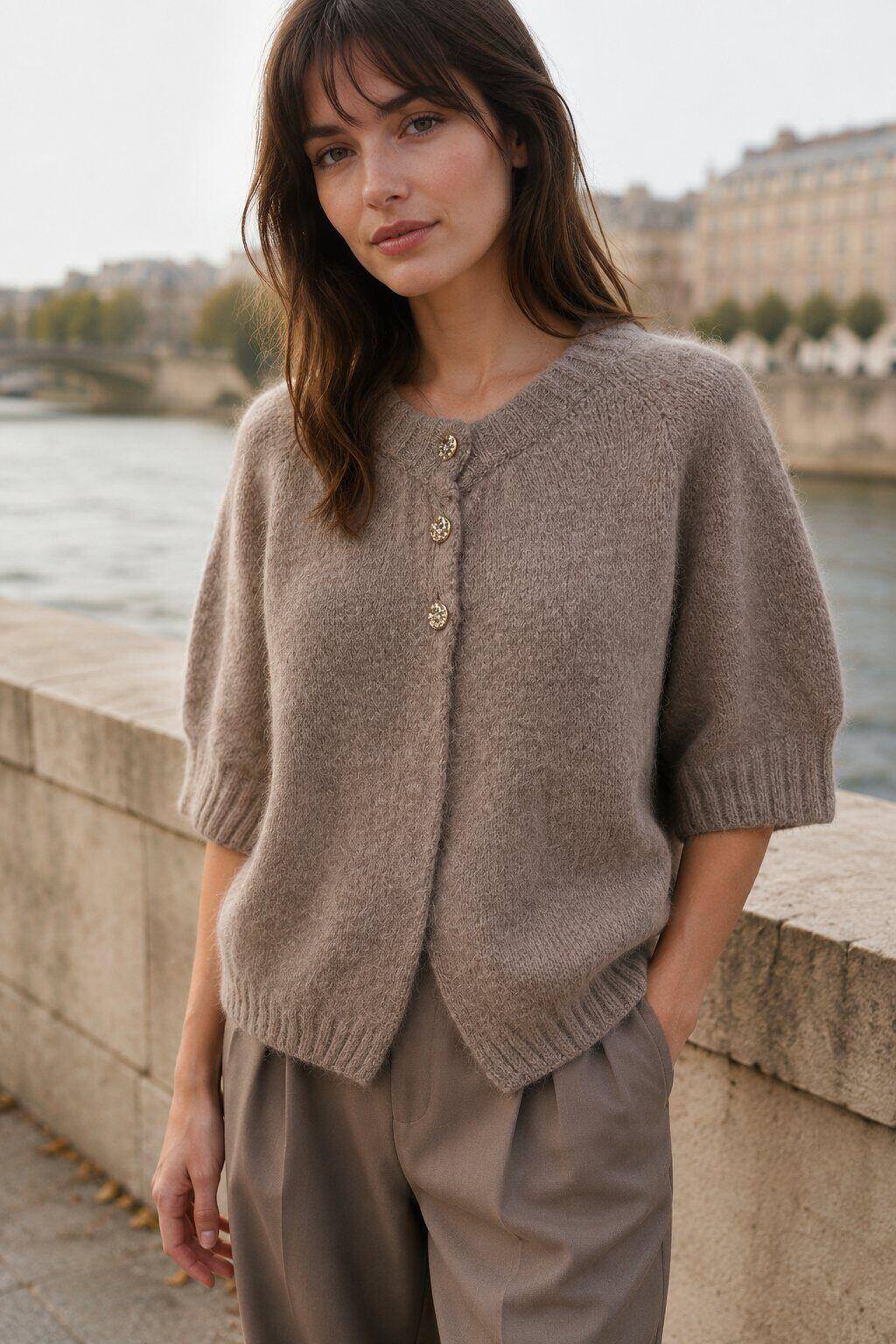 Grossista Farfalla - Cardigan in maglia morbida aperto davanti