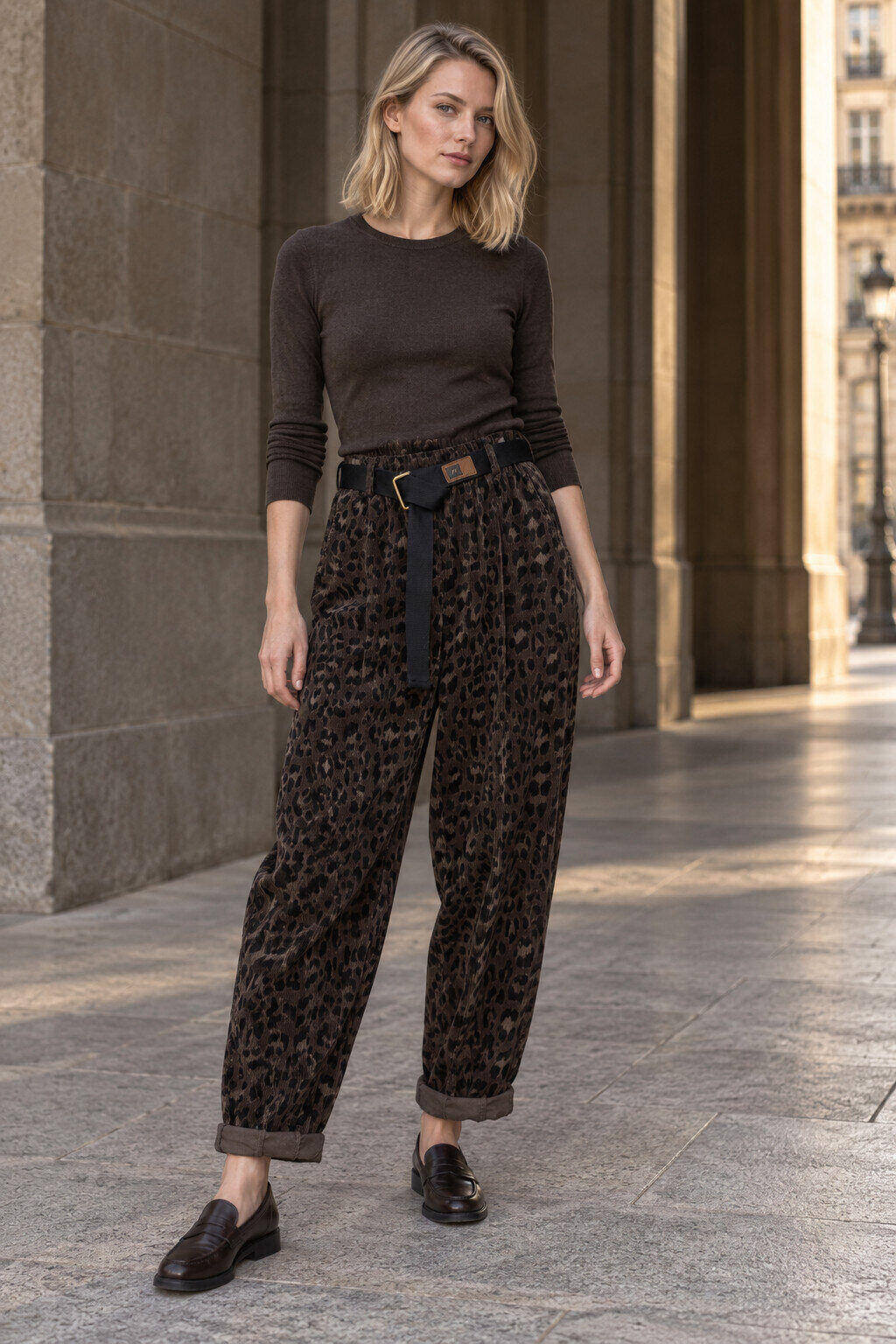 Grossiste Farfalla - Pantalon imprimé léopard taille haute