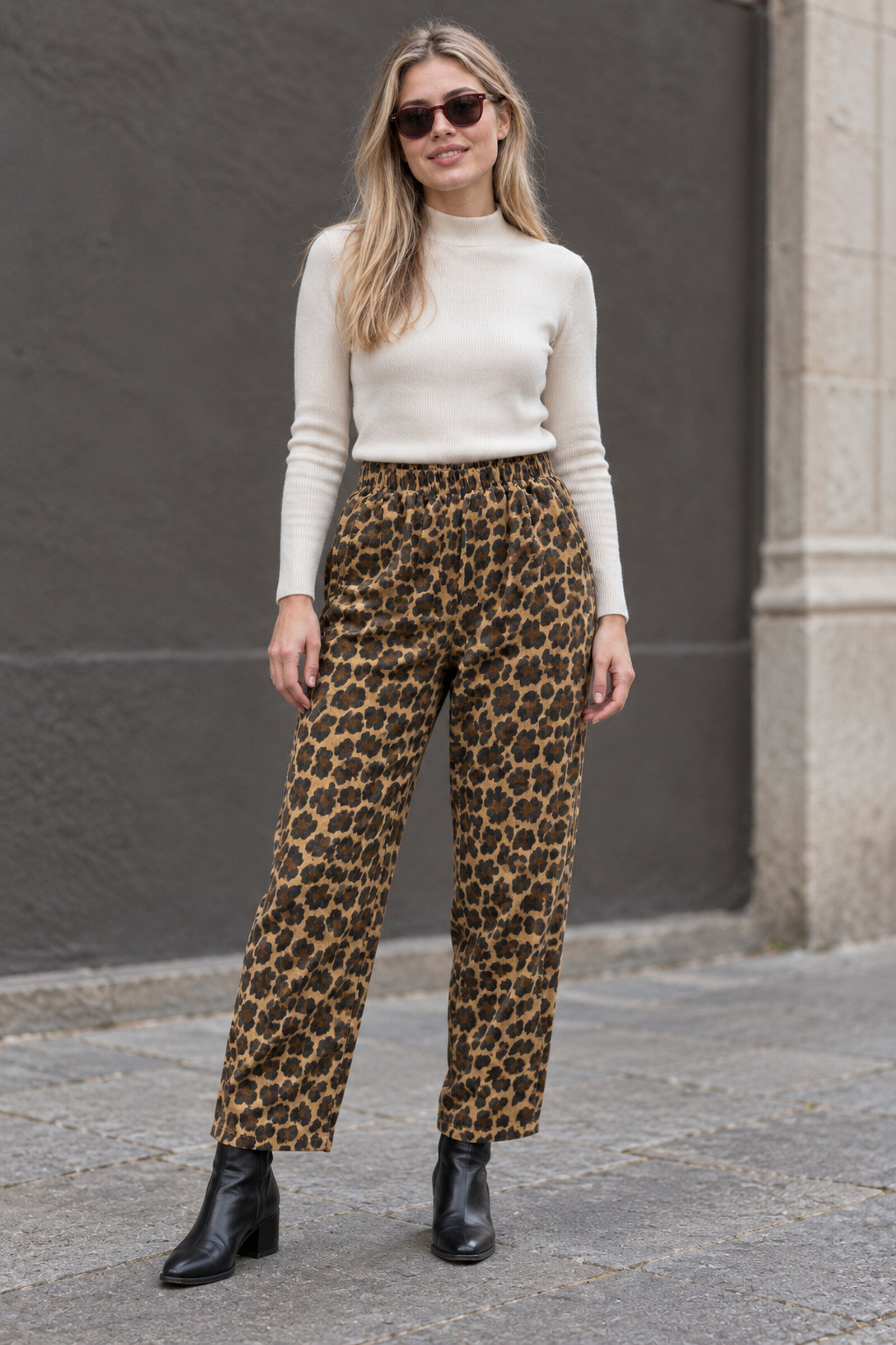Mayorista Farfalla - Pantalones de terciopelo con estampado de leopardo