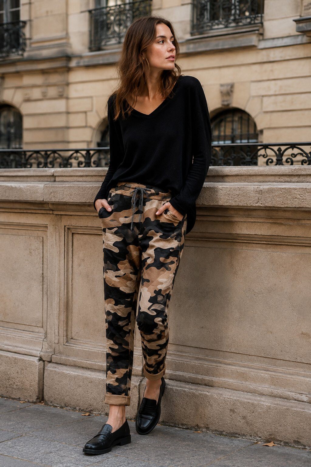 Grossista Farfalla - Pantaloni donna con stampa mimetica