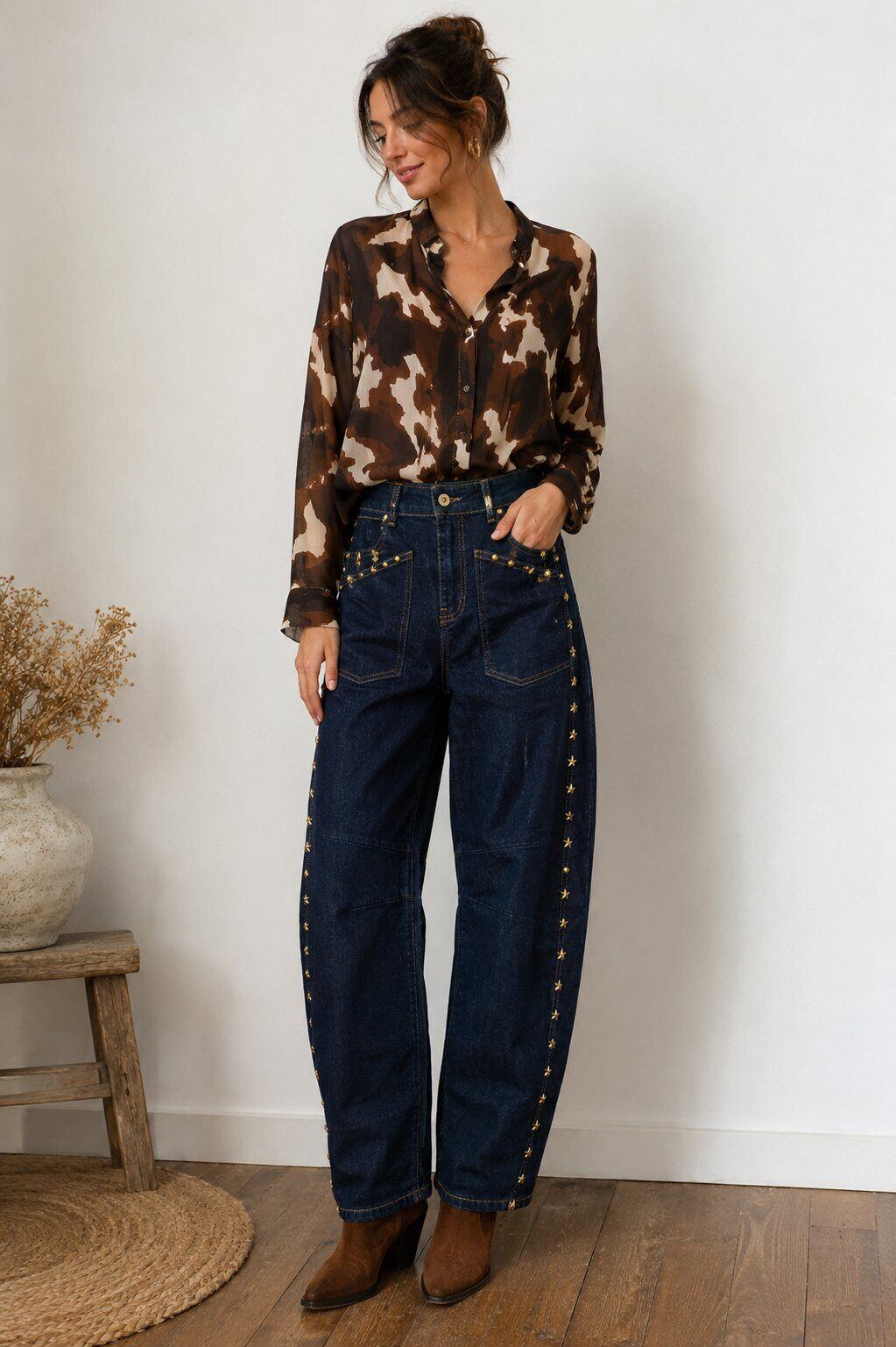 Grossiste Farfalla - Pantalon femme à clous étoilés