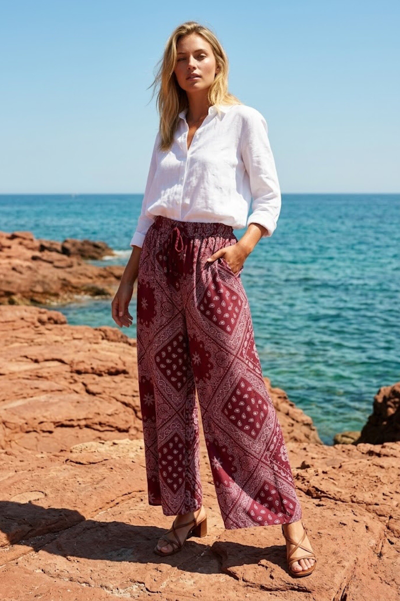 Grossiste Farfalla - Pantalon large imprimé à cordon