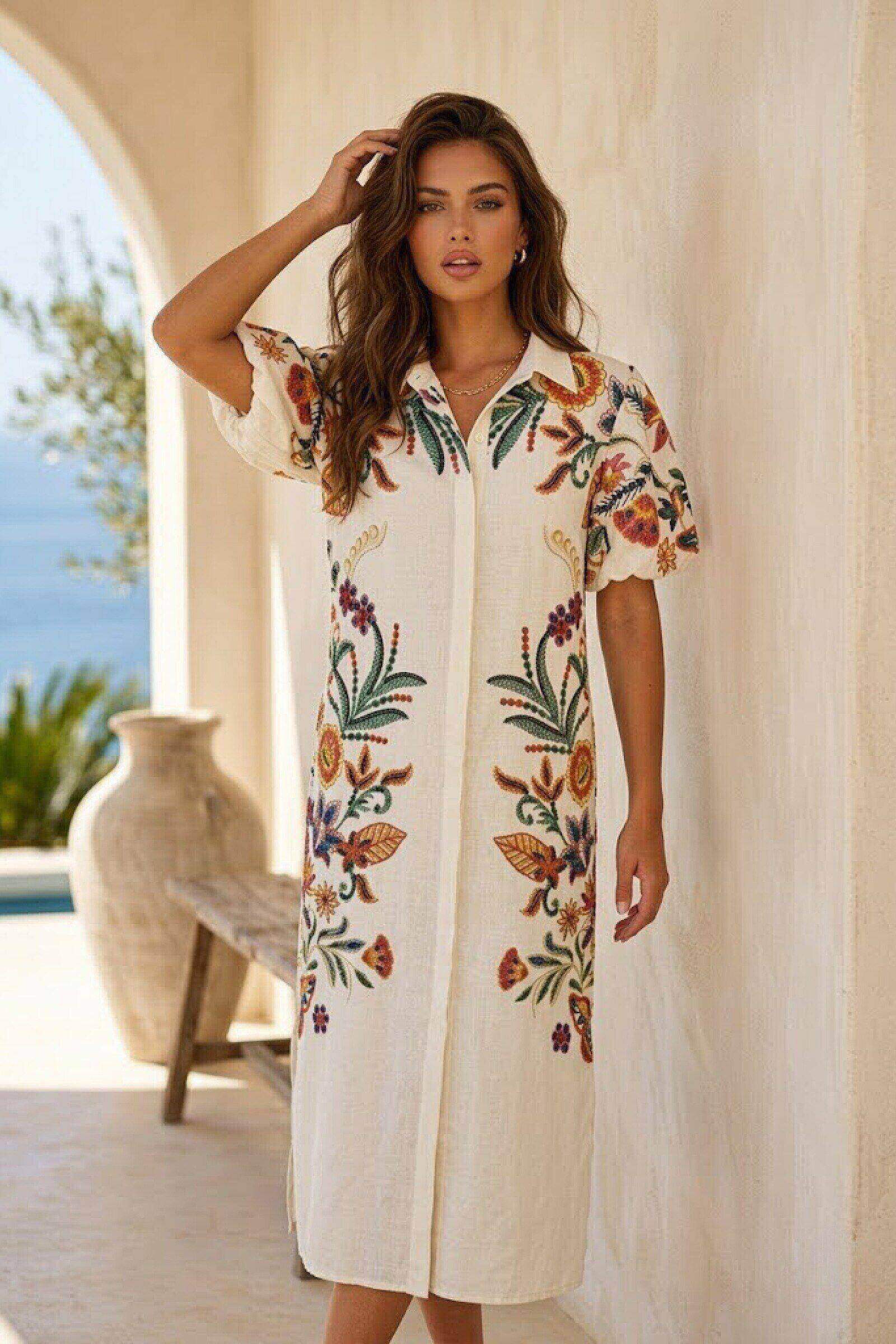 Grossiste Farfalla - Robe chemise imprimée