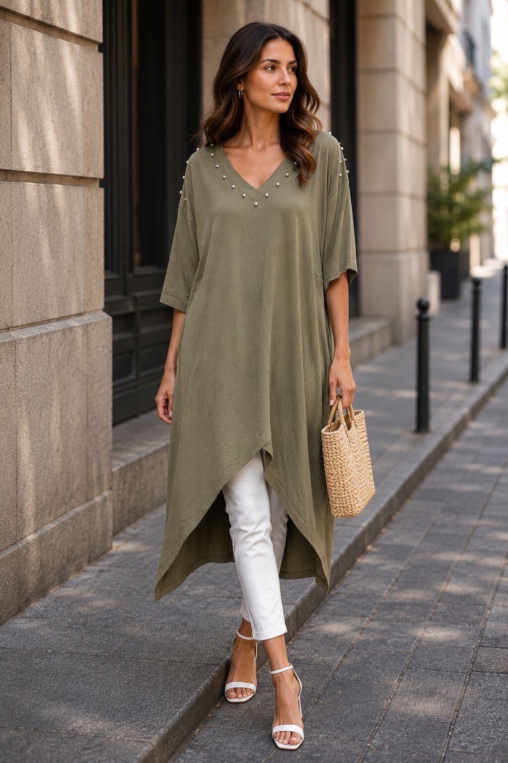 Wholesaler Farfalla - Flared studded V-neck dress