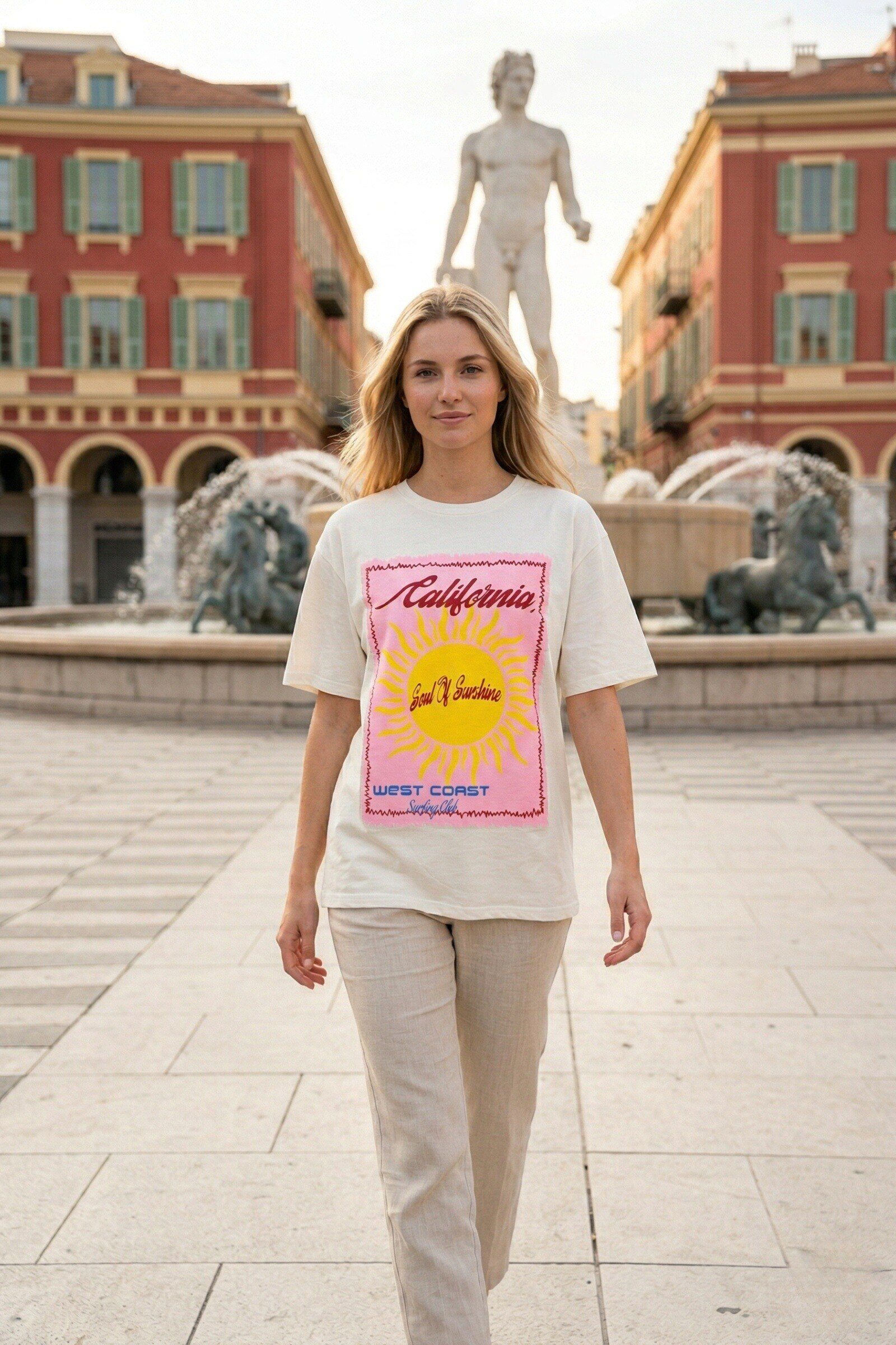 Wholesaler Farfalla - Beach Print T-shirt J1279