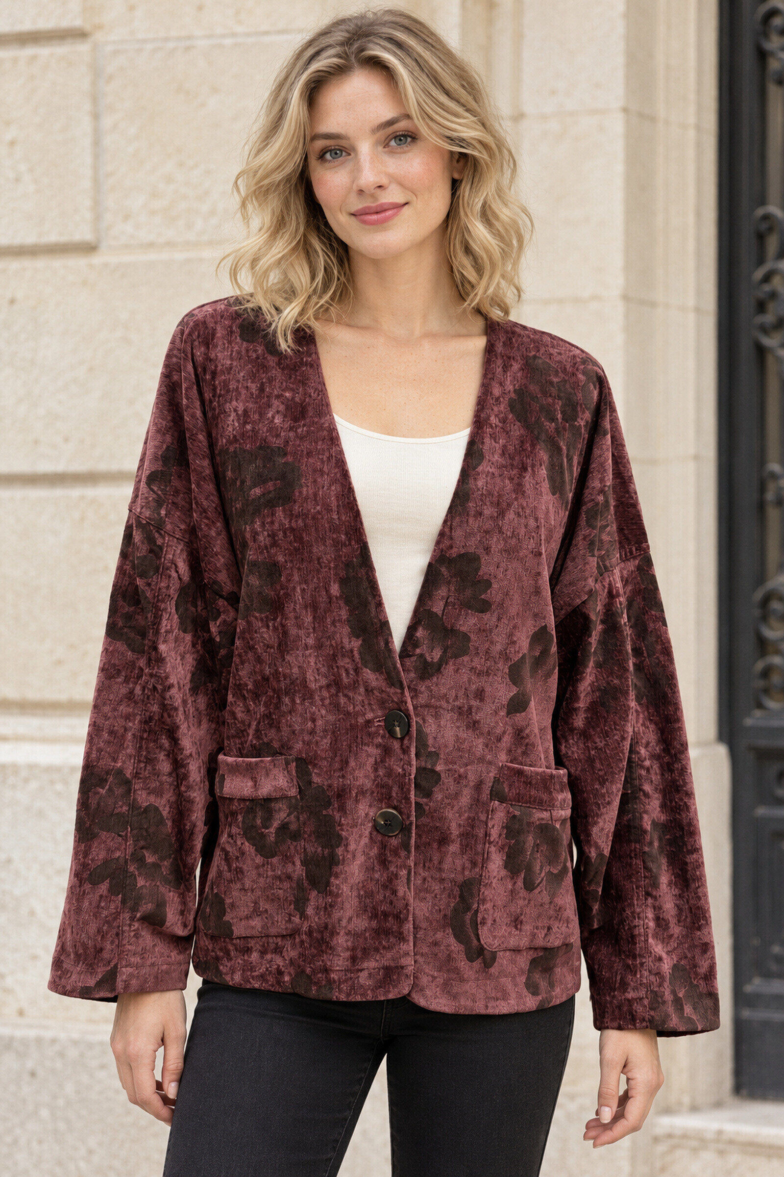 Mayorista Farfalla - Chaqueta de terciopelo estampada