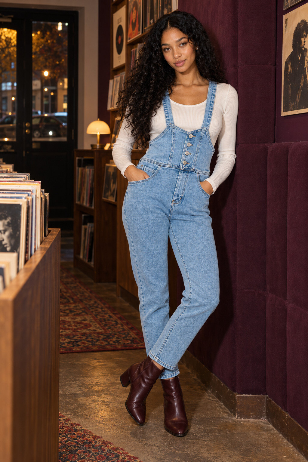 Wholesaler FASHION SELECT x DAYSIE - Blue denim dungarees with metal clasps for women