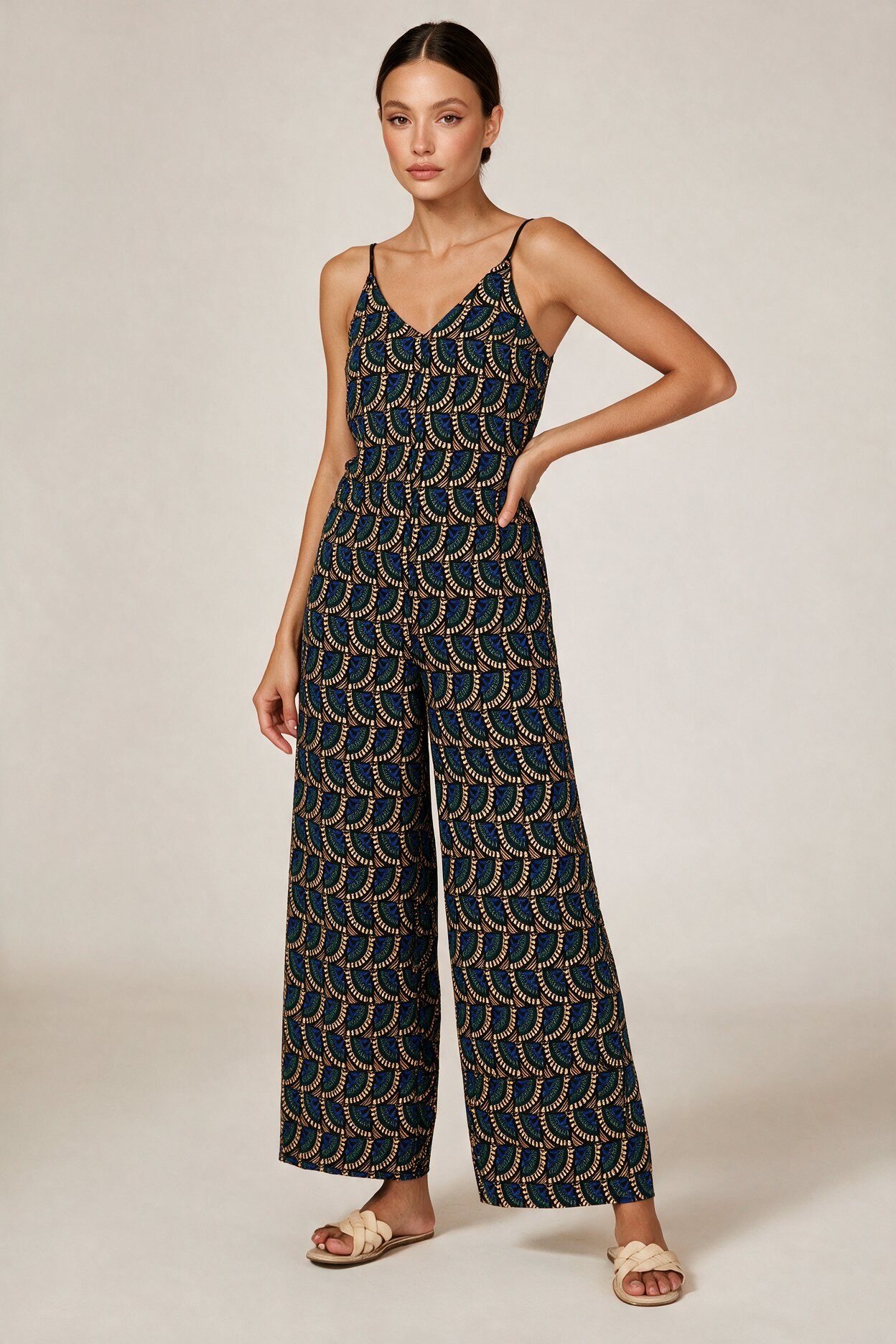Großhändler FASHION SELECT - Bedruckter ärmelloser Jumpsuit