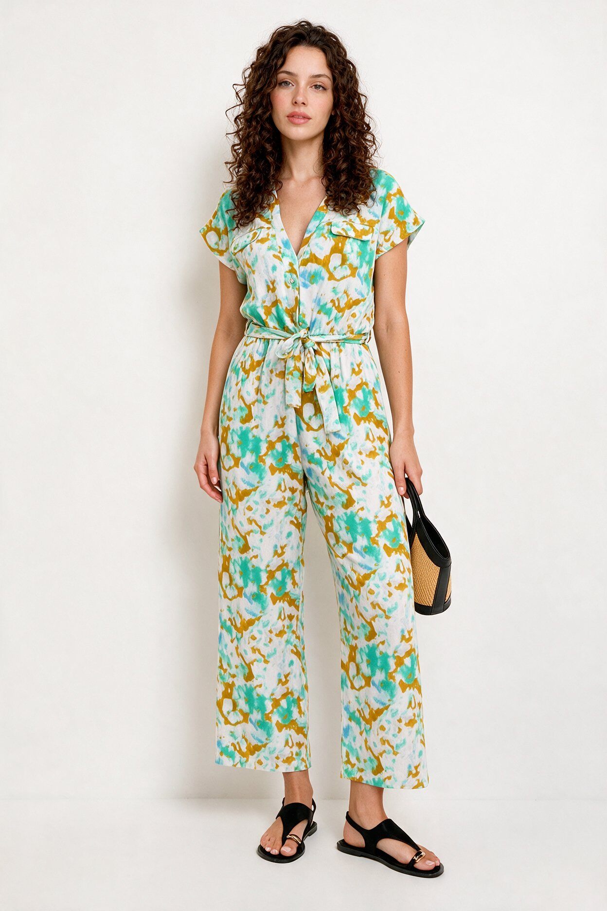 Grossista FASHION SELECT - Tuta floreale con nodo in vita