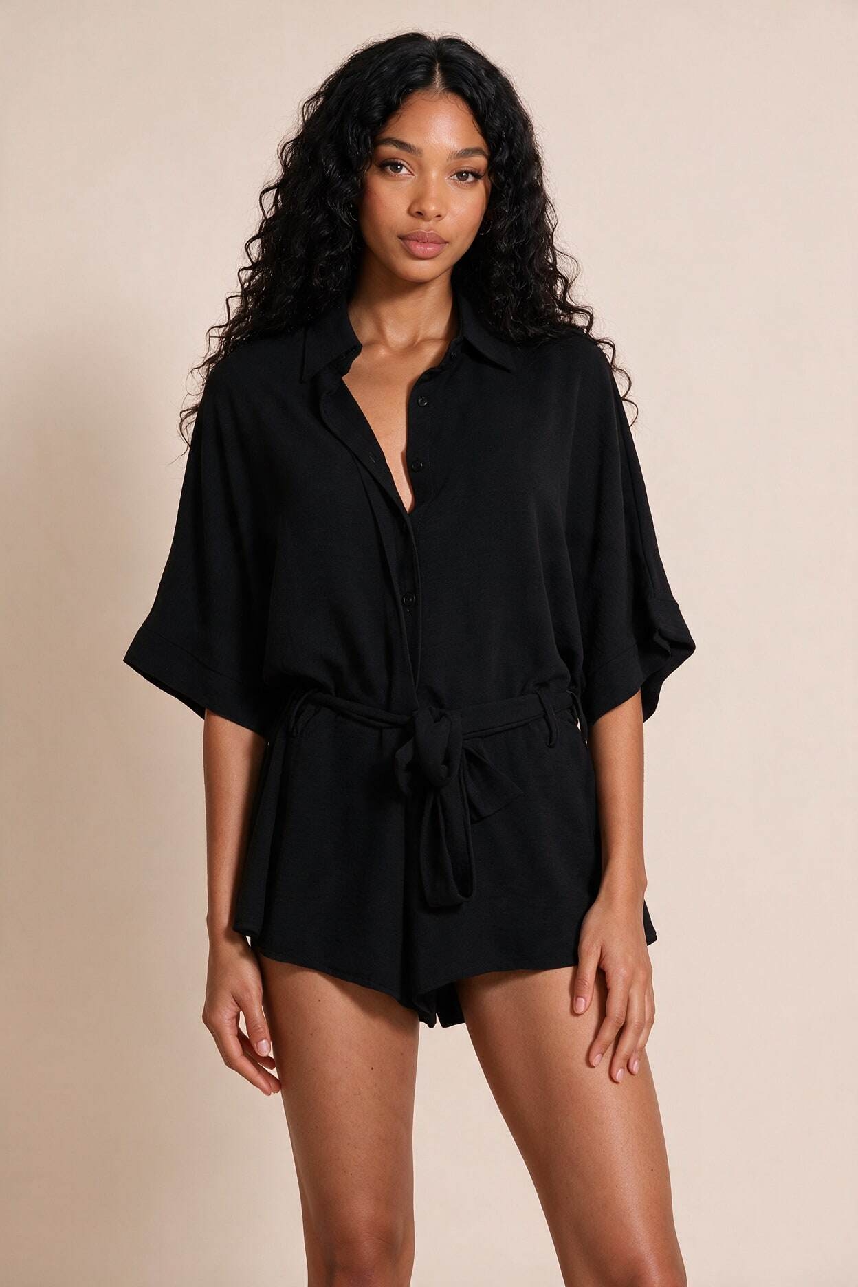 Grossiste FASHION SELECT - Combishort chemise fluide ceinturé