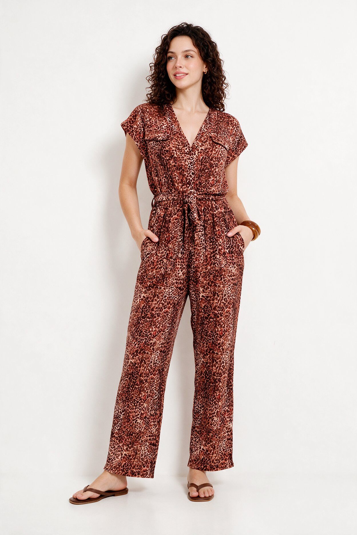 Grossiste FASHION SELECT - Combinaison léopard à taille nouée