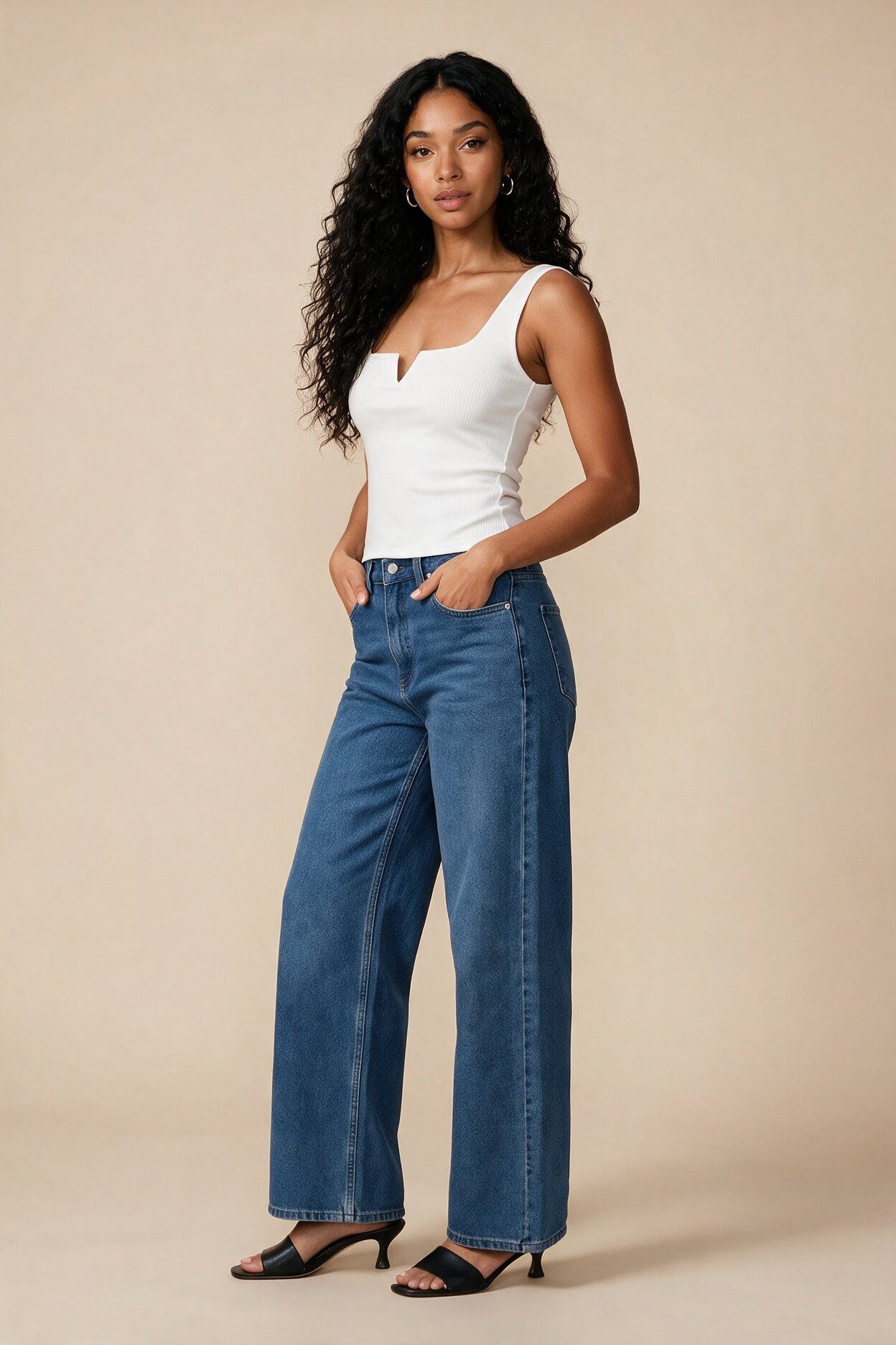 Grossiste FASHION SELECT - Pantalon large taille haute