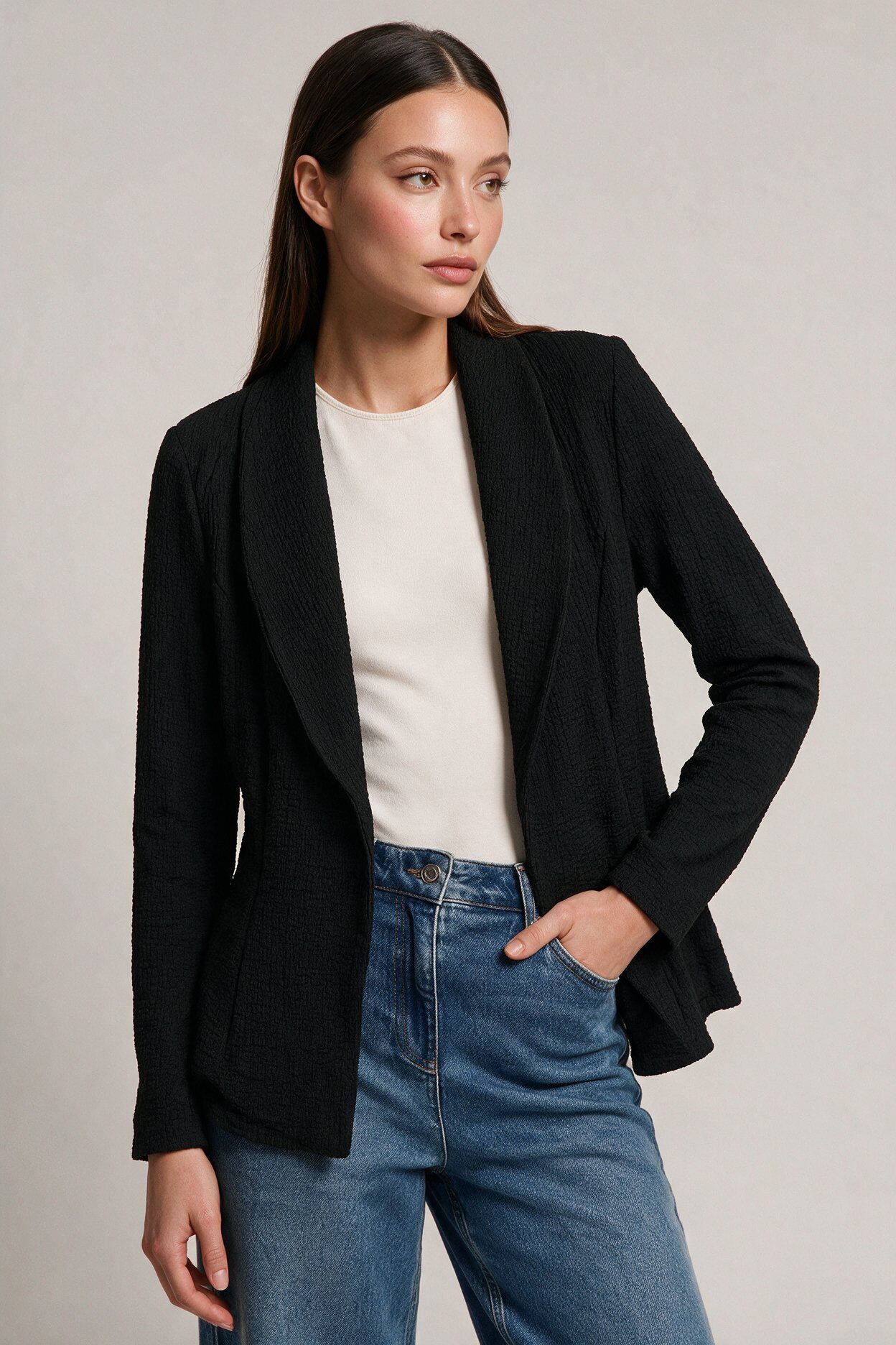 Grossiste FASHION SELECT - Veste texturée à col châle
