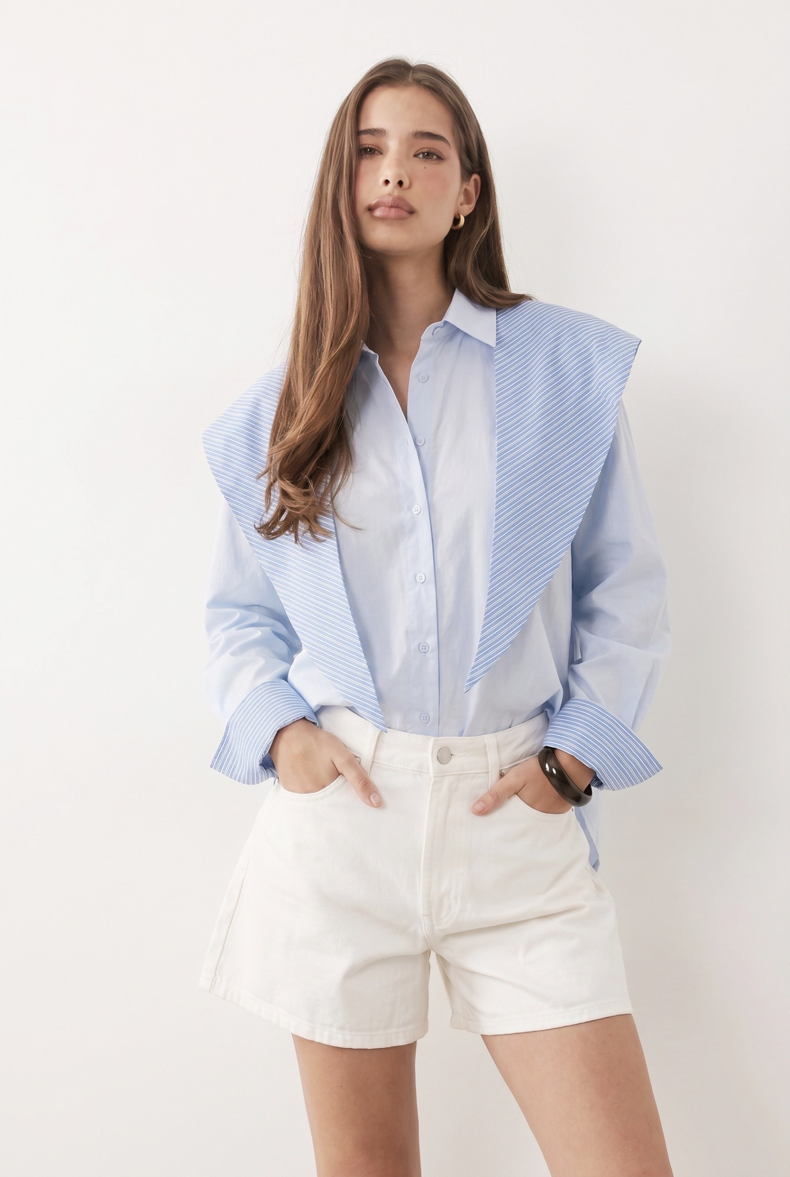 Mayorista Feelkoo - Camisa con bufanda a rayas