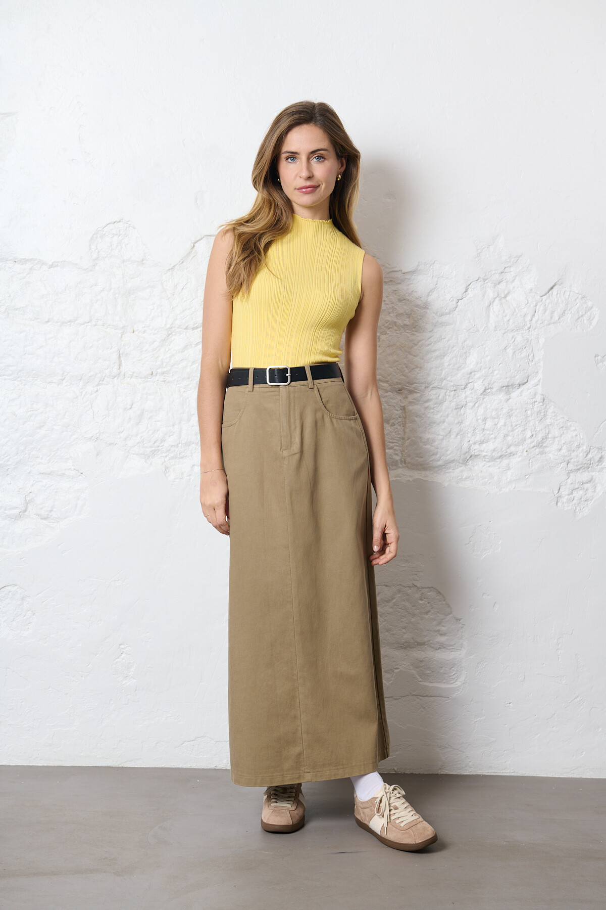 Wholesaler Feelkoo - Long cotton canvas skirt