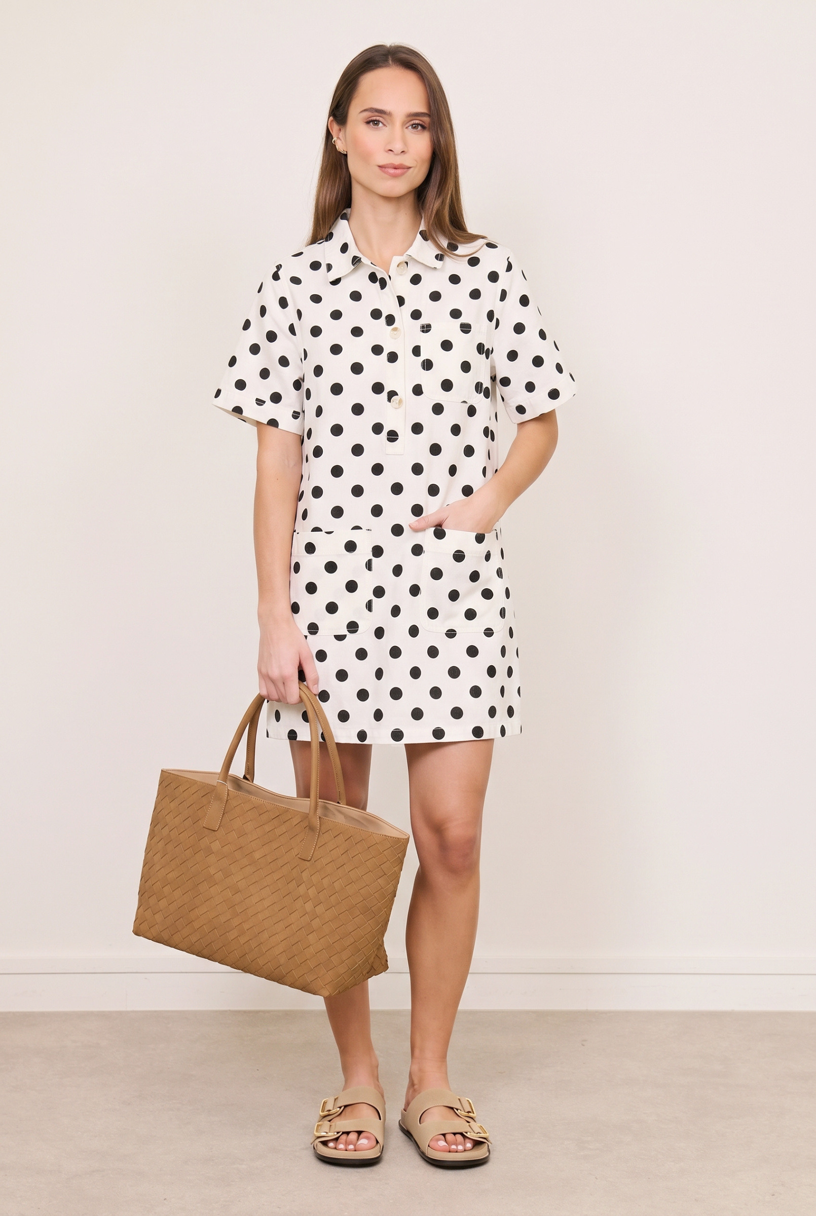 Mayorista Feelkoo - Vestido de lunares con bolsillos