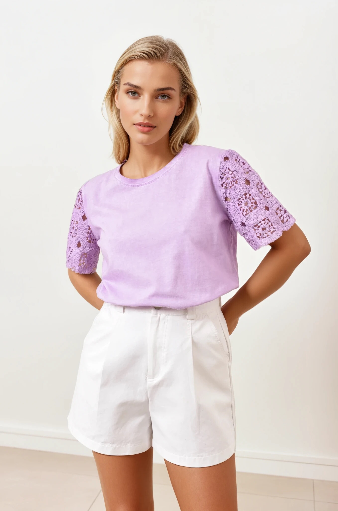 Grossiste Feelkoo - t shirt en coton délavé avec manche brodé