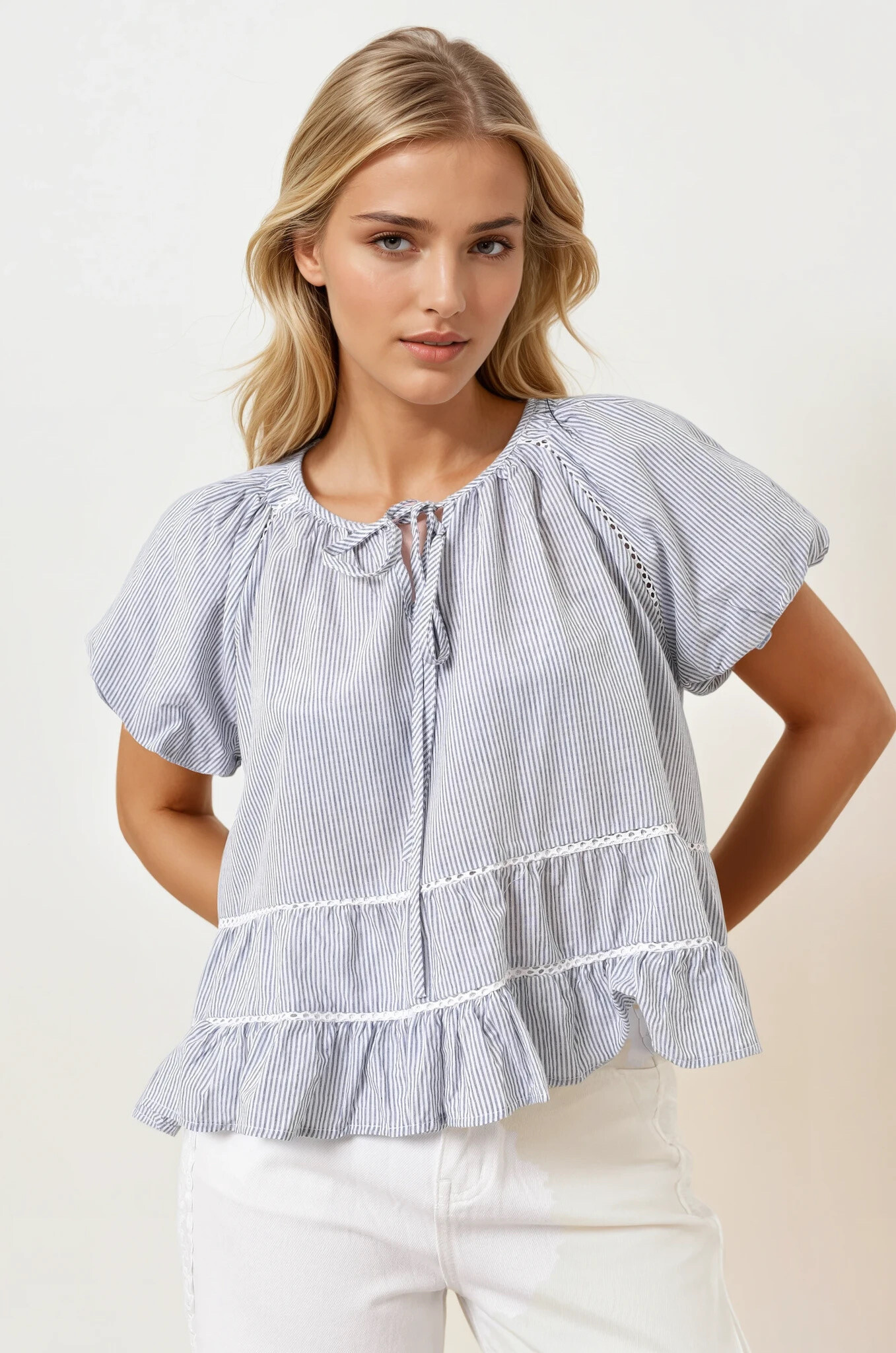 Wholesaler Feelkoo - Striper and embroidery top