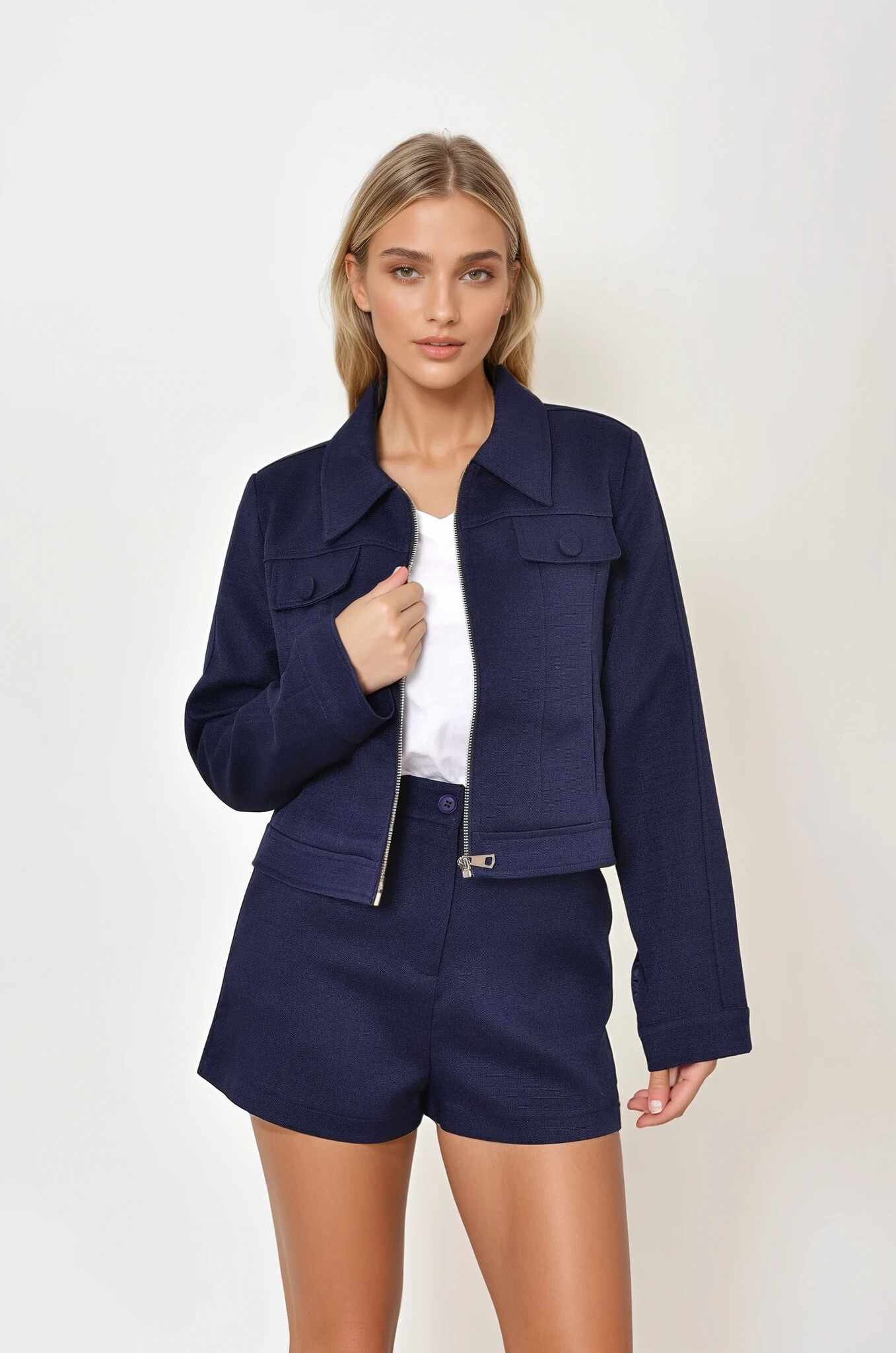 Wholesaler Feelkoo - Zipped linen effect jacket