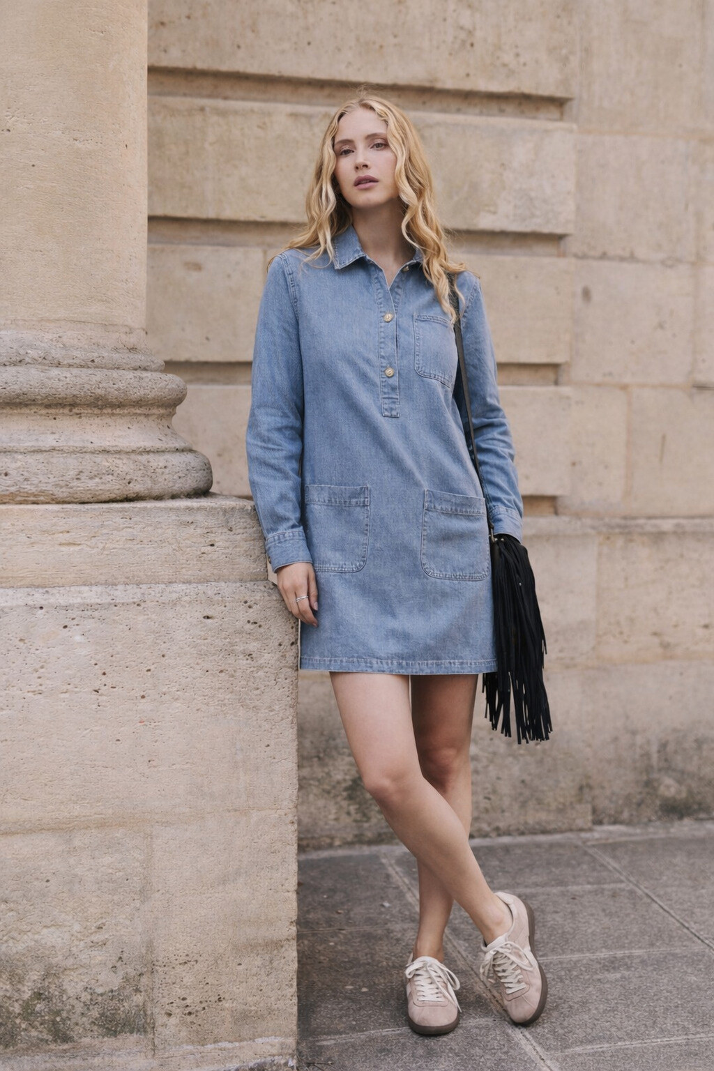 Grossiste Feelkoo - Robe en coton délavé avec poches