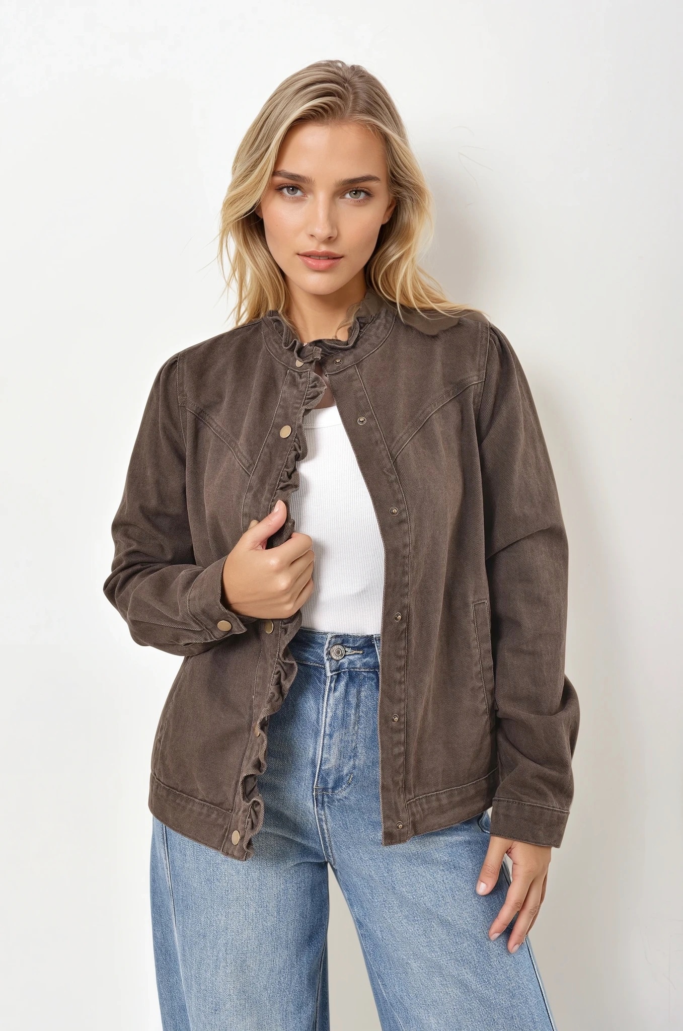 Wholesaler Feelkoo - Ruffled denim jacket